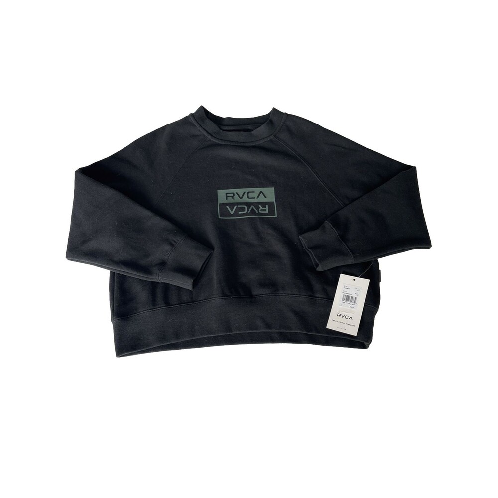 RVCA Bar Fleece Sweatshirt Black Small S/P/CH 8 NEW NWT